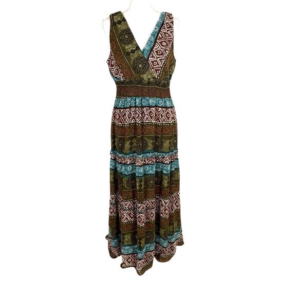 Chris McLaughlin Women Maxi Dress Sz 12 Sleeveless Boho Hippie Fall Beach Resort - Picture 1 of 6